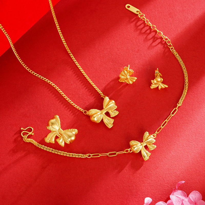 Moda arco collar femenino oído espárragos orquídea anillo mariposa pulsera dulce todo partido pequeño libro rojo mismo estilo de suministro