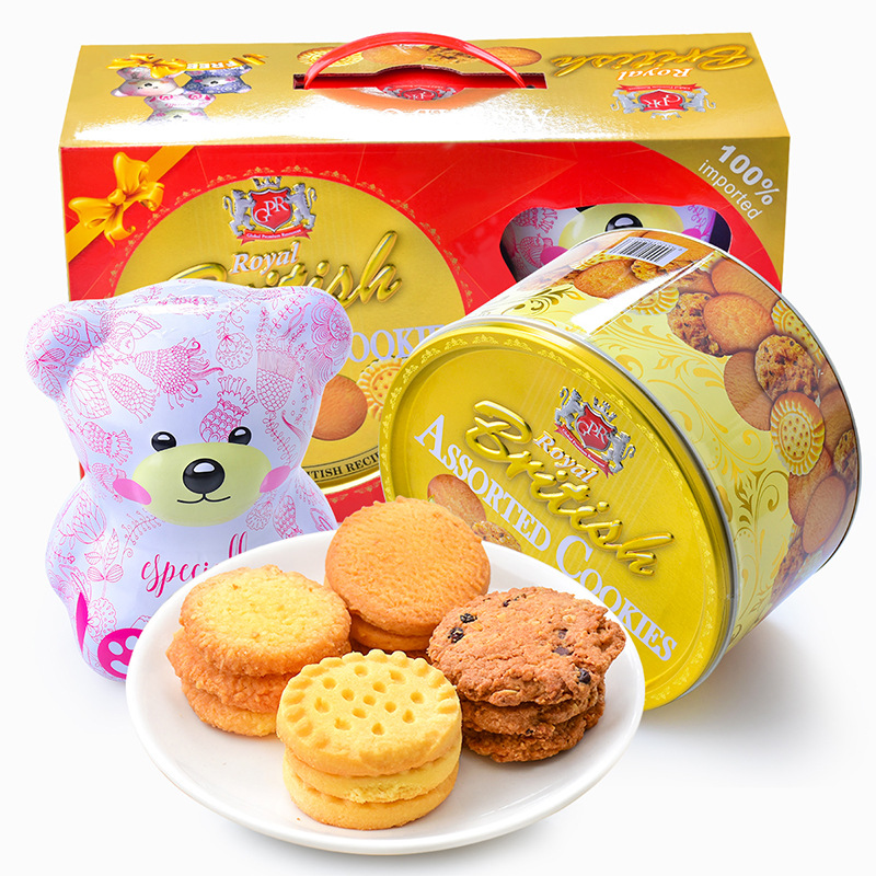 马来西亚进口饼干GPR 753、652GPR曲奇饼干零食礼盒赠小熊存钱罐