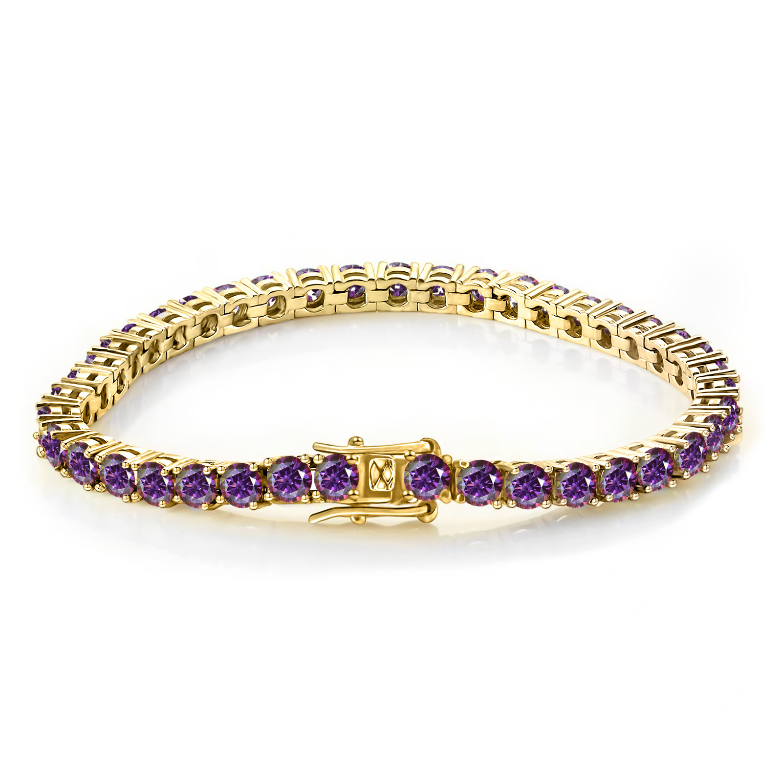 925 plata de color moissanita pulsera de tenis nueva pulsera de plata de 18 quilates joyas de oro venta caliente transfronteriza