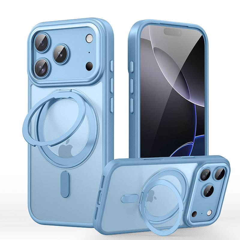 Funda Protectora Transparente Magnética con Soporte Giratorio para Apple 17, iPhone 15 e iPhone 18 Pro Max de TPU