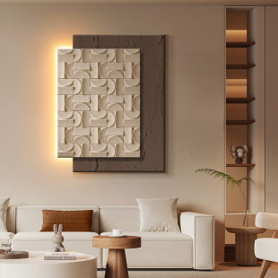 Living Room Mural Sofa Background Wall 2025 New Hanging Painting Accessible Luxury High-End Luminous Wall Lamp Entrance Decorative Painting