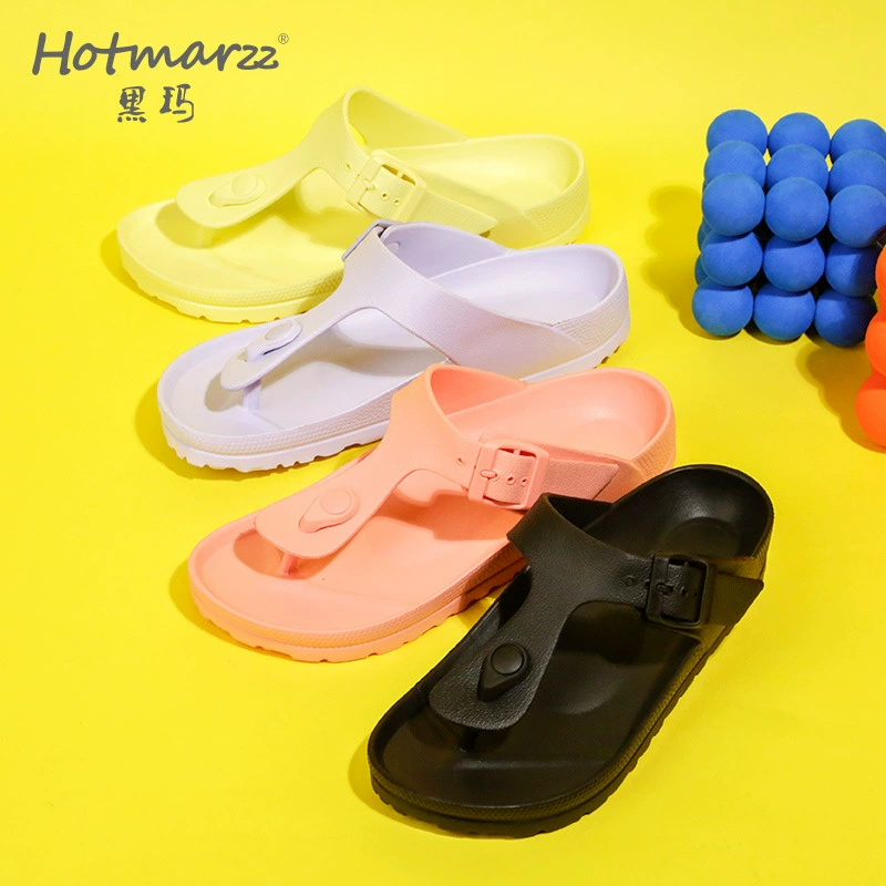 Hotmarzz черный ма новый стиль тапочки износостойкие с одной пряжкой eva сандалии тапочки пара летних наружных крытые арки
