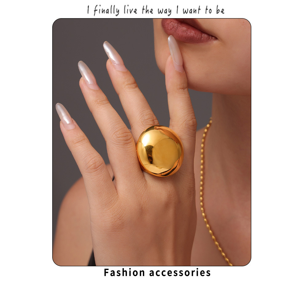 Mysterious Jewelry High Texture Large Light Face Roman Pattern Digital Casting Ring Women's Stainless Steel PVD Plated_voghion.com