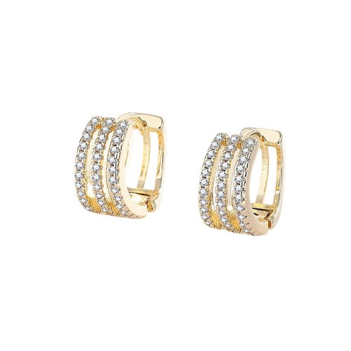 New style fresh and exquisite multi-layered hoop inlaid zircon earrings light luxury personalized ear buckle high-end golden small earrings