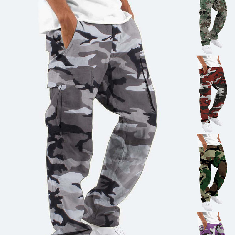 2024 New Men's Patchwork Camouflage Jogging Pants Outdoor Sports Pants Football Training Pants Fitness Pants Casual Pants Cotton