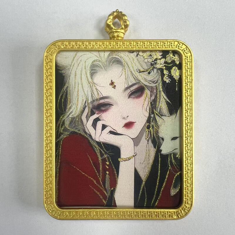手绘描金莽龙女蛇年狐仙唐卡嘎乌盒九尾道家唐卡套周边吊坠项链|undefined
