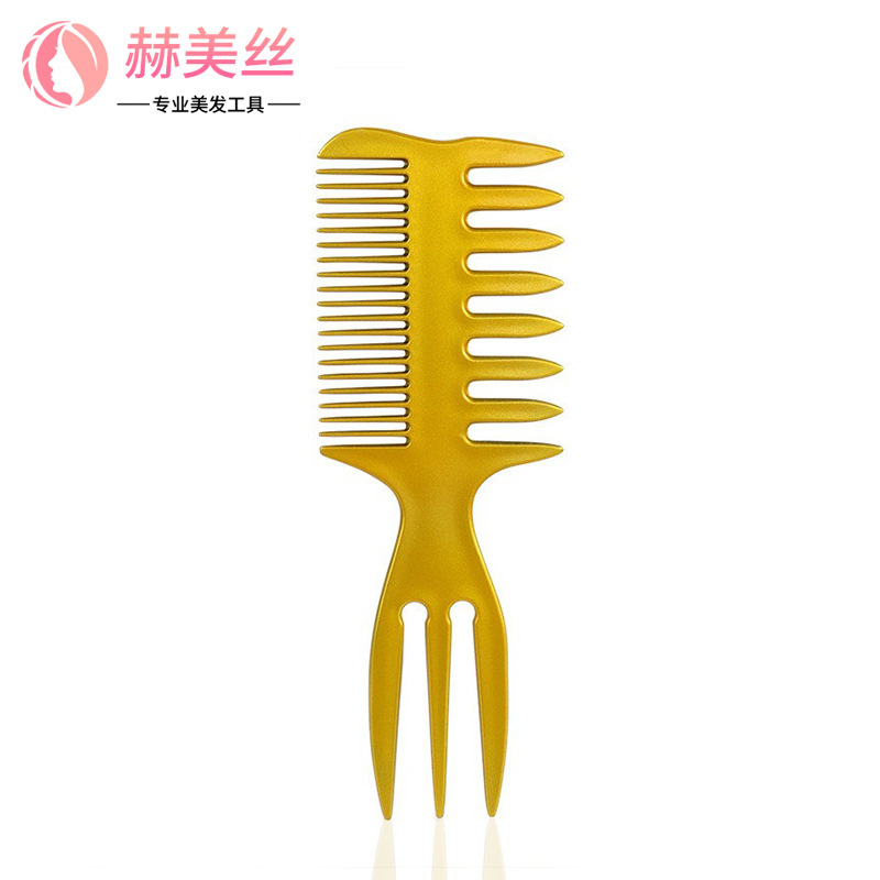 골든 트리플 빗 레트로 오일 헤어 빗 3 회 사용 플러그 빗 푹신한 곱슬 머리 빗 큰 등 모양의 큰 치아 마사지 빗
