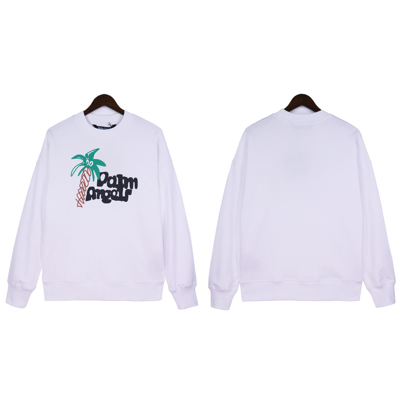 Cross-Border Palmangels Palm Angel Cartoon Coconut Tree Letters Ins Trendy Brand Men's and Women's Round Neck Sweatshirts
