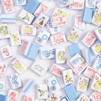 Amazon cross-border blue ribbon girl American mahjong mini travel mahjong portable small mahjong hand-picked mahjong tiles