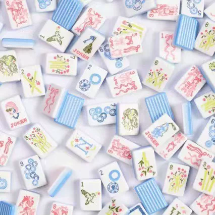 Amazon cross-border blue ribbon girl American mahjong mini travel mahjong portable small mahjong hand-picked mahjong tiles