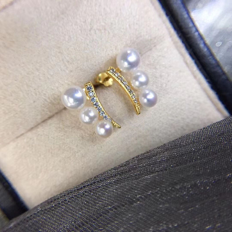 Freshwater Pearl Stud Earrings S925 Sterling Silver Small Beads_voghion.com