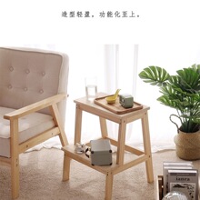 北欧风实木简约二层脚凳高低换鞋凳民宿创意床头置物架阳台花架子