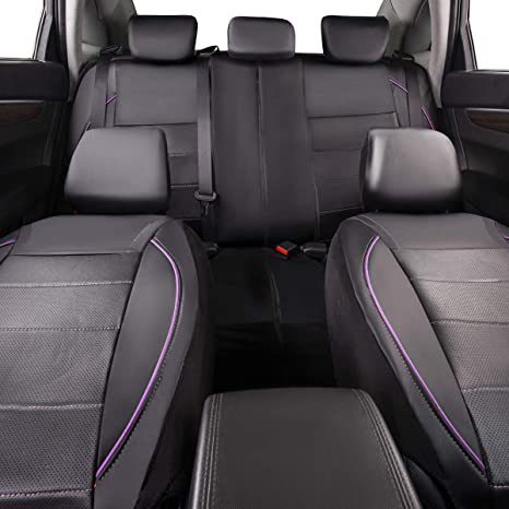 Universal Pu Leather Car Seat Cover with Single-Needle Arc Pull Strap, Leather Style, 5-Seater Car Seat Cover
