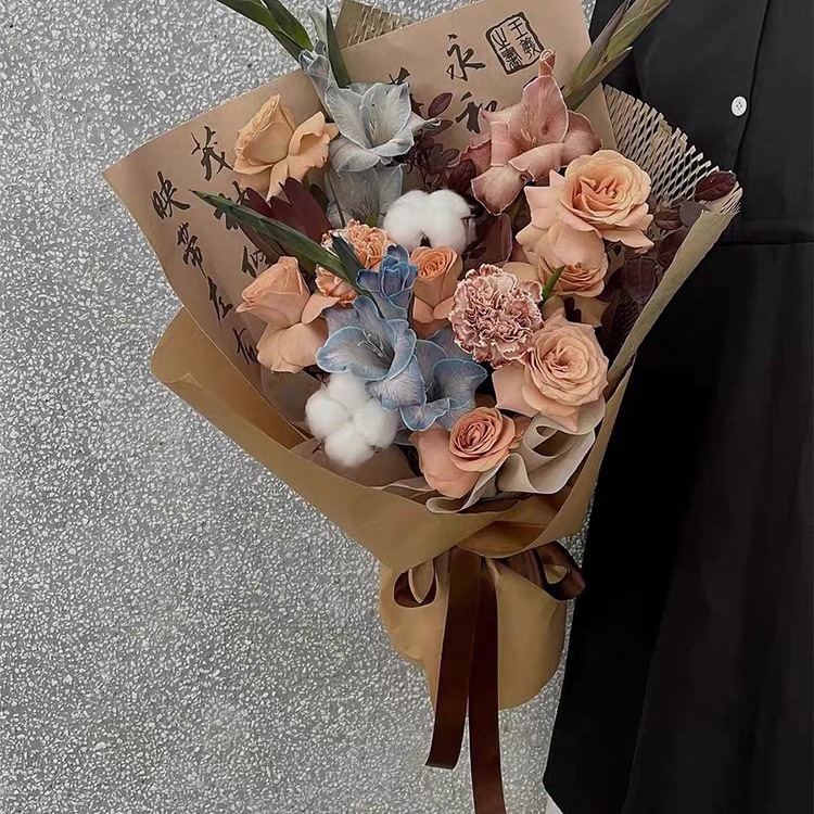 Retro caligrafía red papel de embalaje de flores chino estilo nacional ramo de flores papel de embalaje de flores espesar papel Fenghua papel artístico