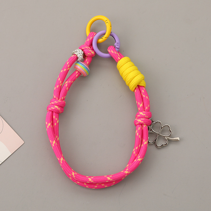 新しい四つ葉のクローバーペンダントフルダイヤモンドビーズ織り携帯電話ストラップバックパック人形装飾ペンダントキーホルダーチェーン|undefined