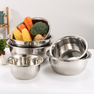 Factory Direct supply thickened stainless steel basin non-magnetic reverse side seasoning tank baking egg bowl deepening vegetable washing basin wholesale
