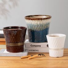 陶瓷花盆大号特大号批发带托盘多肉花盆欧式简约白色绿萝种植花盆