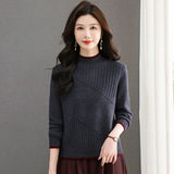 新款针织毛衣女中老年妈妈装毛衫洋气秋冬装内搭年轻款保暖打底衫，女装针织衫/毛衣，妃慕昵服饰
