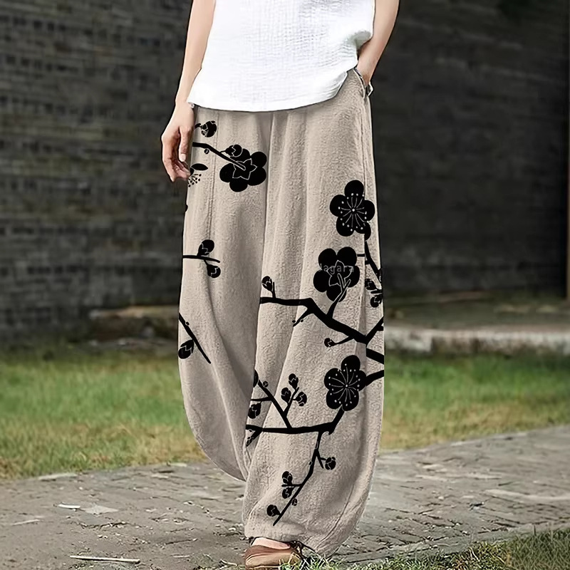 2025 Amazon Spring and Autumn Pants with Pockets 3D Print European and American Hot Selling Lantern Pants Plus Size Women's 2025 Amazon Spring and Autumn Pants with Pockets 3D Print European and American Hot Selling Lantern Pants Plus Size Women's