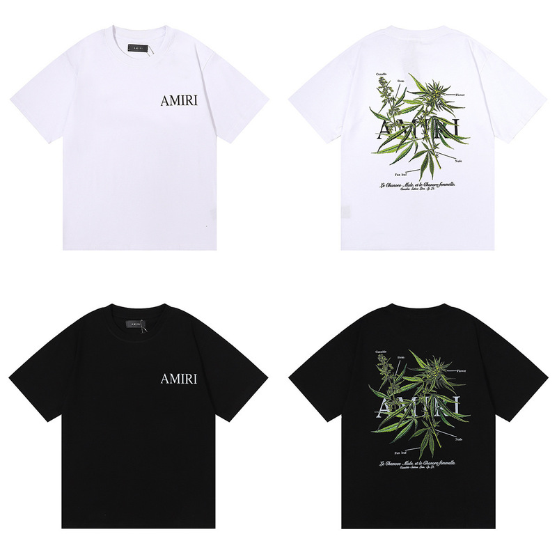 Cross-border AMIRI European and American Fashion Brand Double Yarn Loose Youth Couple Men and Women's Casual Short-sleeved T-shirt Base Shirt