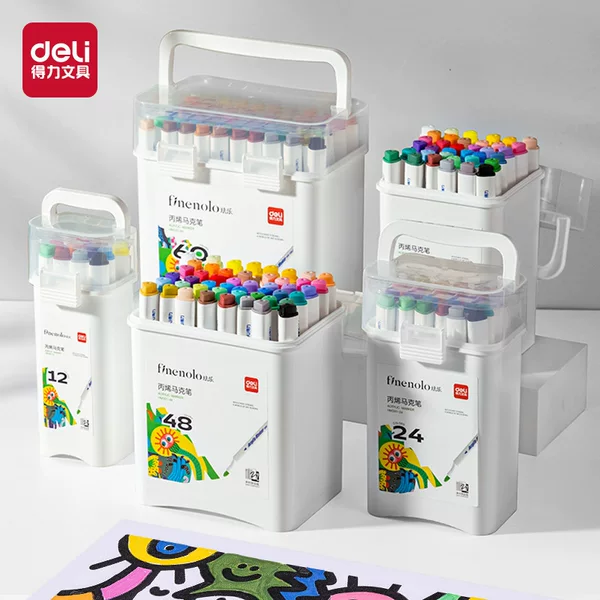 Deli Hm331 Acrylic Marker Pen for Primary School Students, Opaque Acrylic Pen, Color Pen, Marker Pen, Watercolor Pen