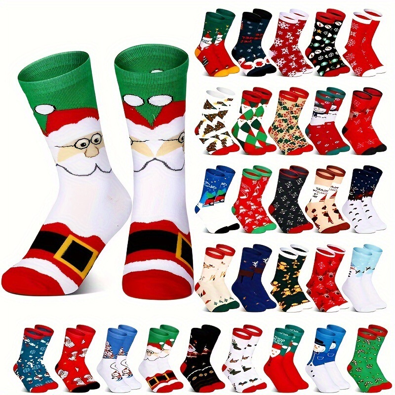Cross-Border Christmas Winter Socks Wholesale Warm and Cold-Resistant Santa Claus Reindeer Snowflake Happy New Year for Men and Women Cross-Border Christmas Winter Socks Wholesale Warm and Cold-Resistant Santa Claus Reindeer Snowflake Happy New Year for Men and Women