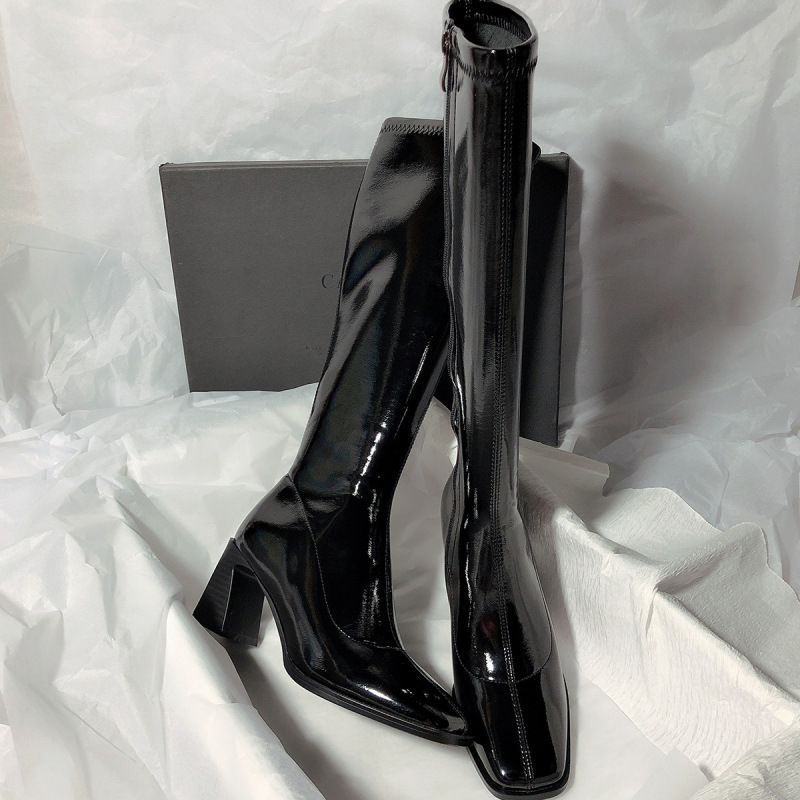 Square head thick heel high Knight boots women 2022 autumn and winter New Korean fashion mix and match temperament women's boots wholesale