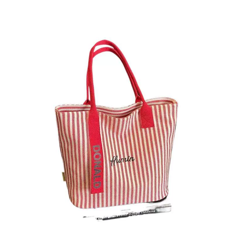 Summer shopping bag, capacious linen bag one shoulder