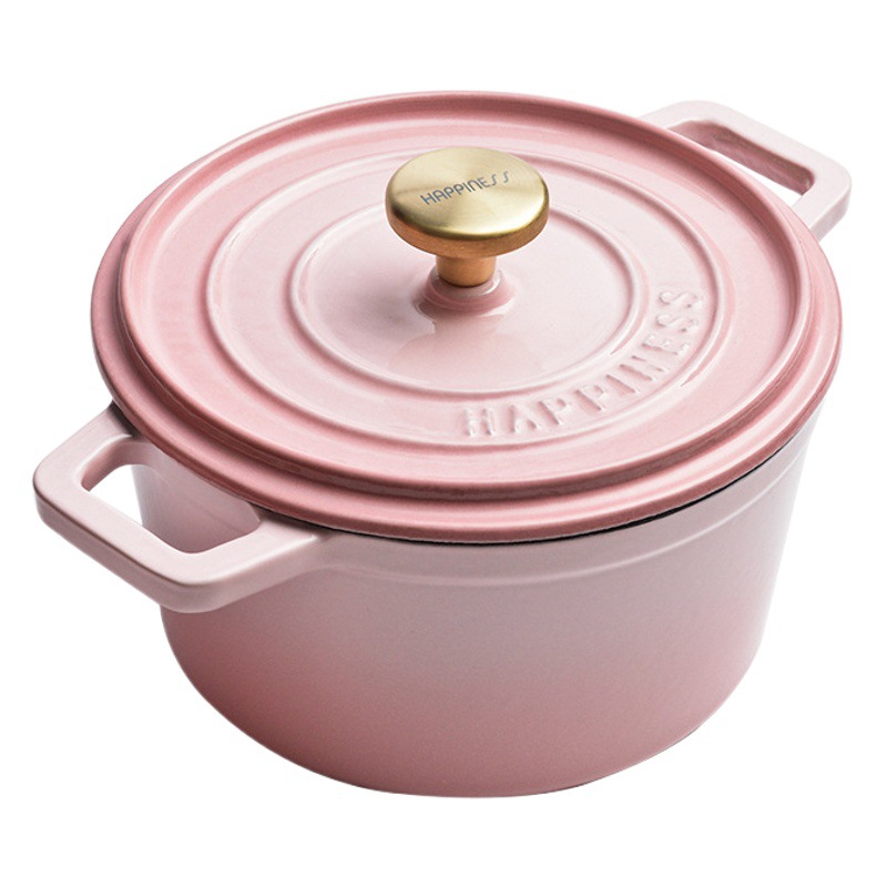 Pequeña felicidad de hierro fundido olla de esmalte 18cm esmalte olla hogar cazuela olla inducción olla de sopa