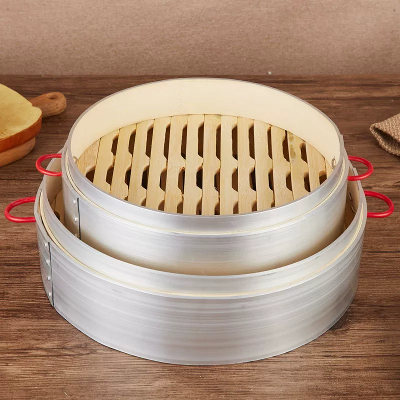 Маленькая бамбуковая пароварка для домашнего использования с бамбуковой ручкой и алюминиевой кромкой, корзина для бамбуковой пароварки ручной работы для xiaolongbao, доступная для независимой доставки.