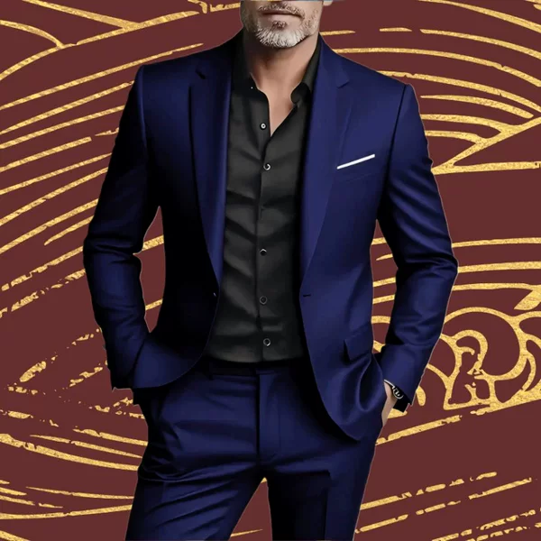 Tiktok Hot-Selling Men's Suit Two-Piece Set, Korean Style Slim Fit Business Groomsmen Casual Suit Trendy