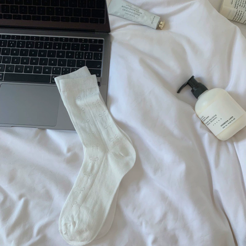 Tide, summer thin socks with bow, universal Japanese high boots