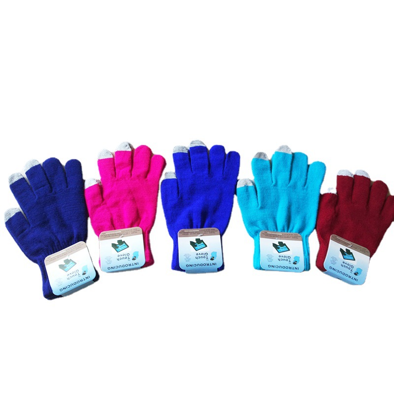 Shun Zun guantes de punto fabricante en stock monocromo acrílico pantalla táctil de 3 dedos pantalla del teléfono móvil pantalla táctil guantes cálidos