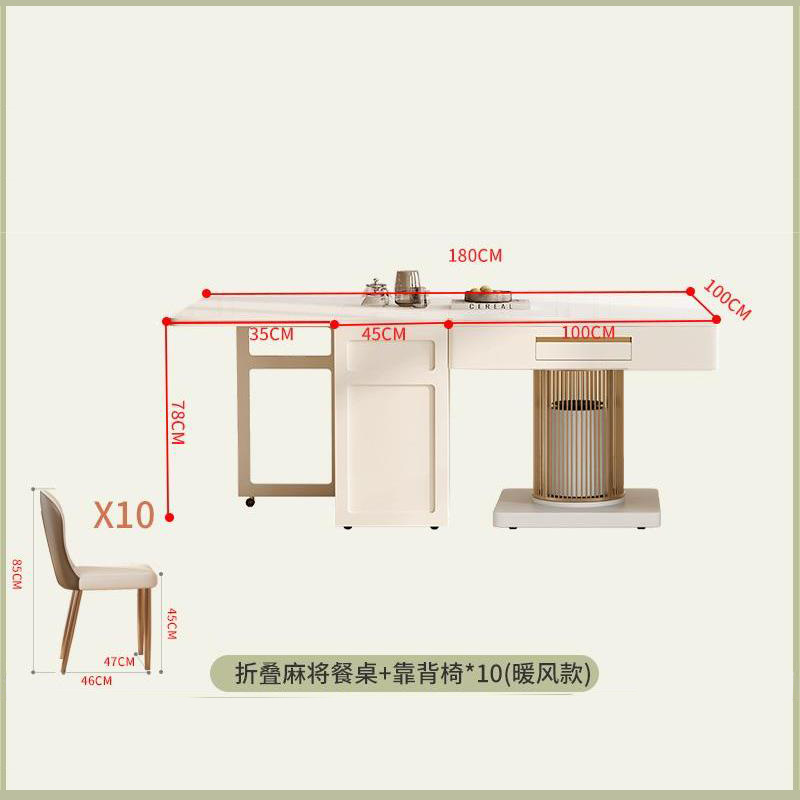 Mesa de mahjong, mesa de té, mesa de comedor de tablero de roca plegable, combinación de mesa y silla, todo en uno, hogar moderno y simple, apartamento pequeño, nuevo