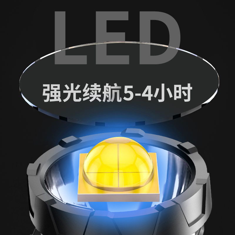 Transfronterizo nuevo reflector multifunción LED fuerte pistola de luz de mano linterna al aire libre luz de emergencia de tres colores de atenuación