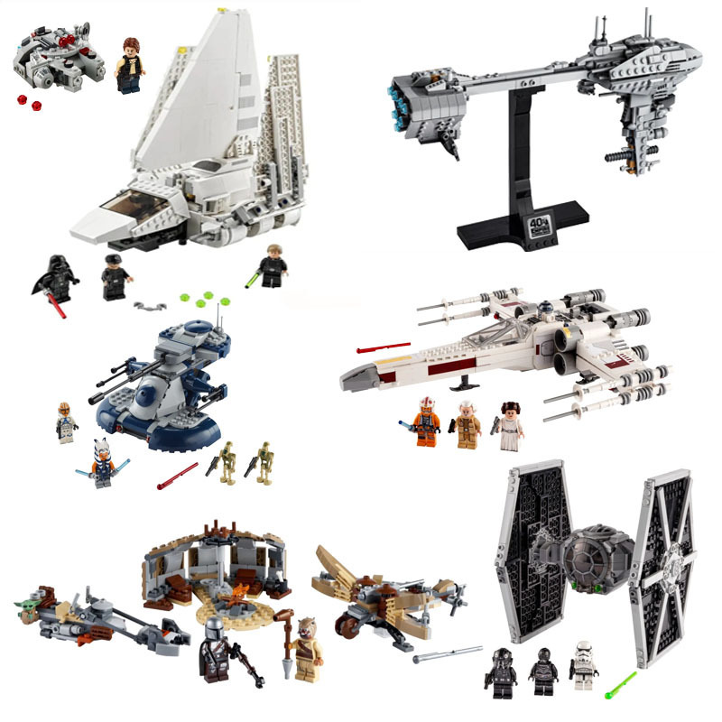 Compatible with Star Wars Walking Mecha At-At At-Rt Flying Fighter Vehicle Assembled Building Block Toys