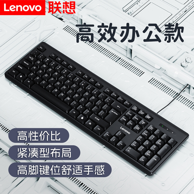 Lenovo/Lenovo Wired Keyboard for Business Office Desktop Computers and Laptops, Quiet and Ergonomic Design
