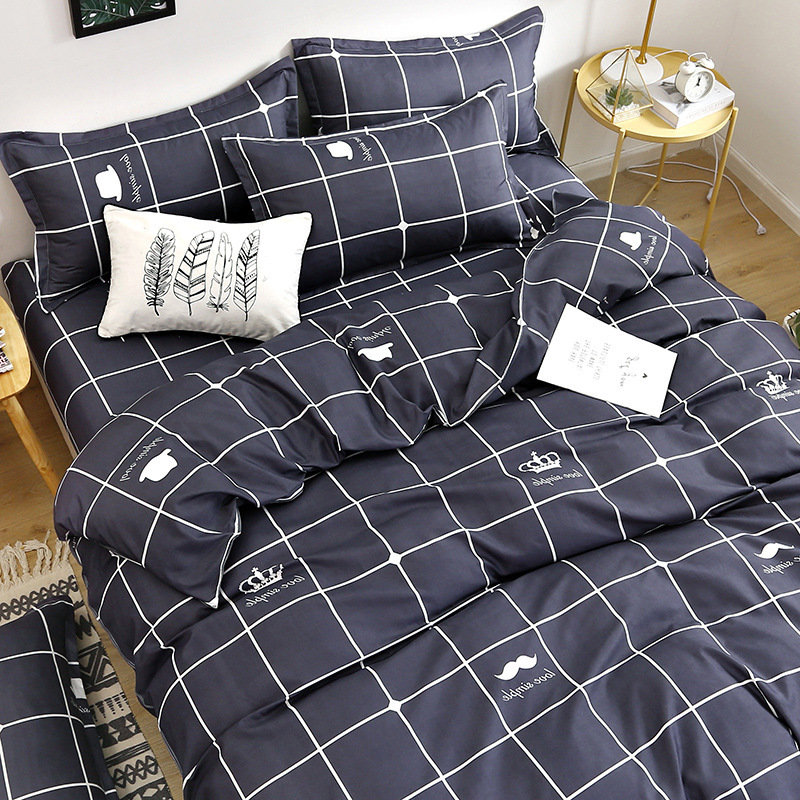 Juego de ropa de cama de algodón cepillado al por mayor para estudiantes, juego de cuatro piezas, funda de edredón de algodón con aloe vera, funda de edredón individual para dormitorio, juego de tres piezas. image 8