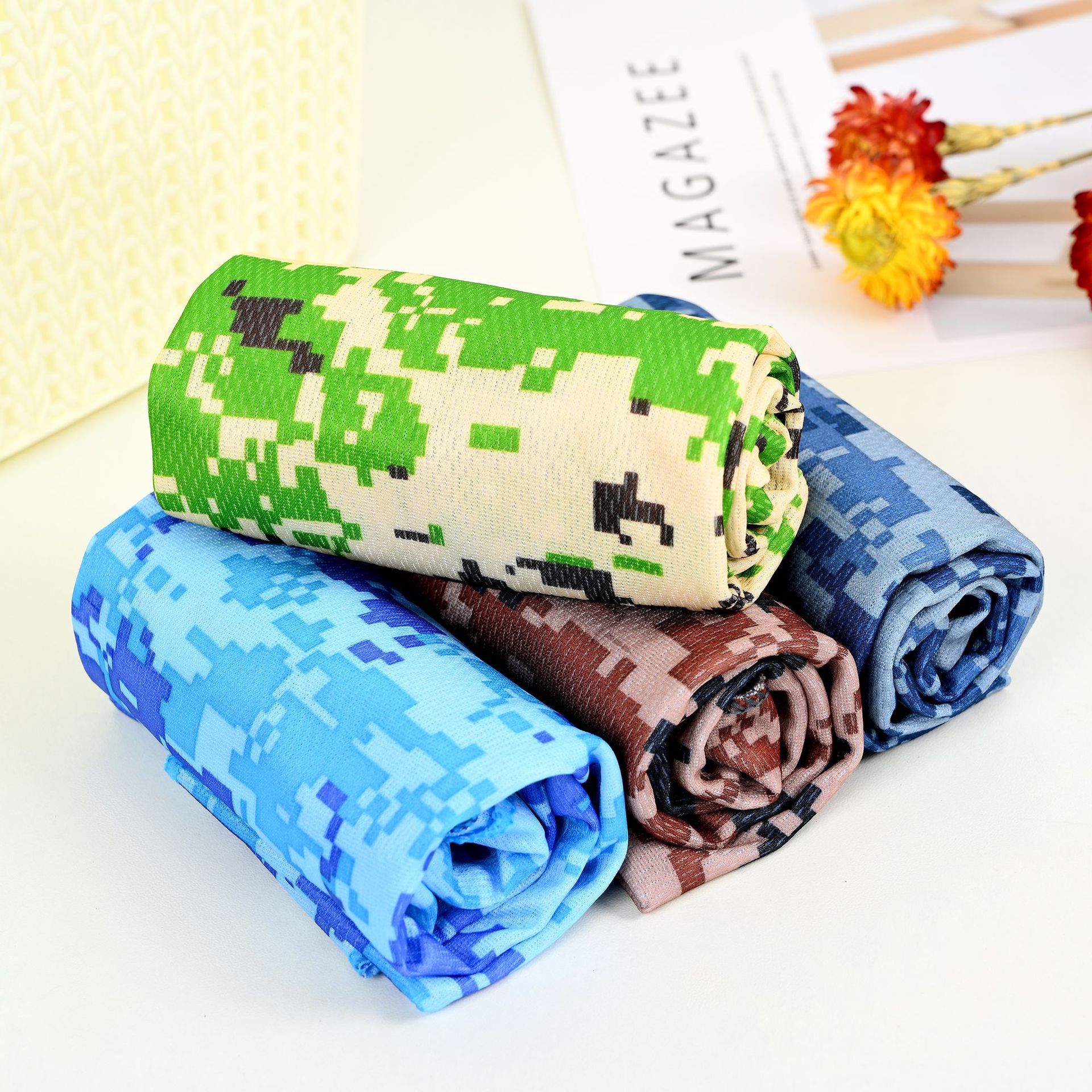 Summer Outdoor Printed Camouflage Cooling Ice Towel for Sports and Yoga, Heatproof, Customizable, Factory Direct Supply