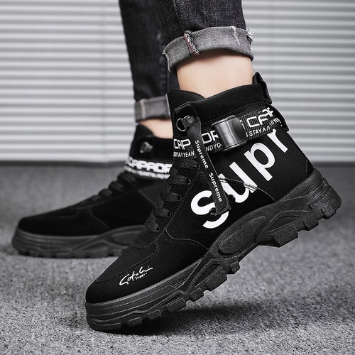 Men's Martin Boots 2024 New Spring/Autumn All-match Round Toe High-top Trendy Boots Men's Military Boots Large Size Shoes