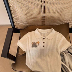 2025新款夏季穿搭polo翻领小象印花正肩短袖T恤女独特漂亮的上衣