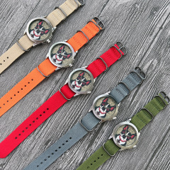 Cross-border exclusive minimalist watch, personalized dog head watch, foreign trade hot-selling quartz watch, nylon strap watch