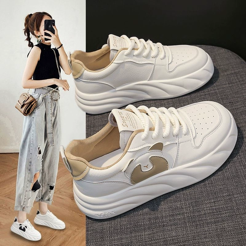 Кроссовки Meilade Panda женские, новинка 2025 года, весенние белые кроссовки для студентов, на толстой подошве, повседневные, универсальные, увеличивающие рост, спортивные кроссовки для женщин