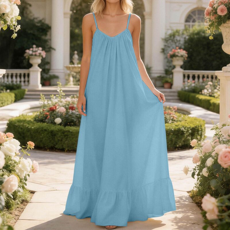 2026 New European and American Foreign Trade Cross-Border Amazon Summer Sexy Strapless Sleeveless Solid Color Long Women's Dress 2026 New European and American Foreign Trade Cross-Border Amazon Summer Sexy Strapless Sleeveless Solid Color Long Women's Dress
