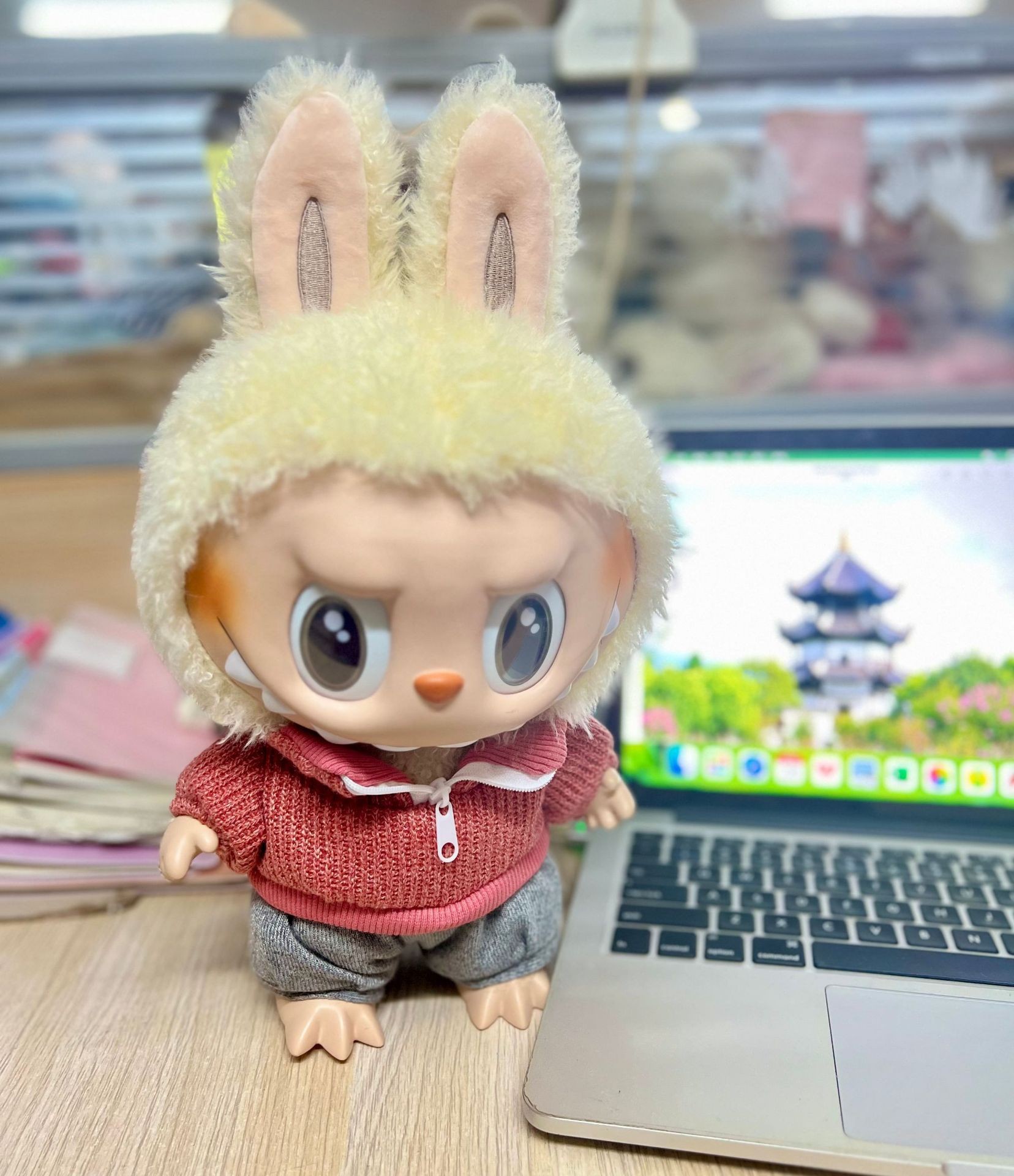 레드 니트 스웨트셔츠 + 바지