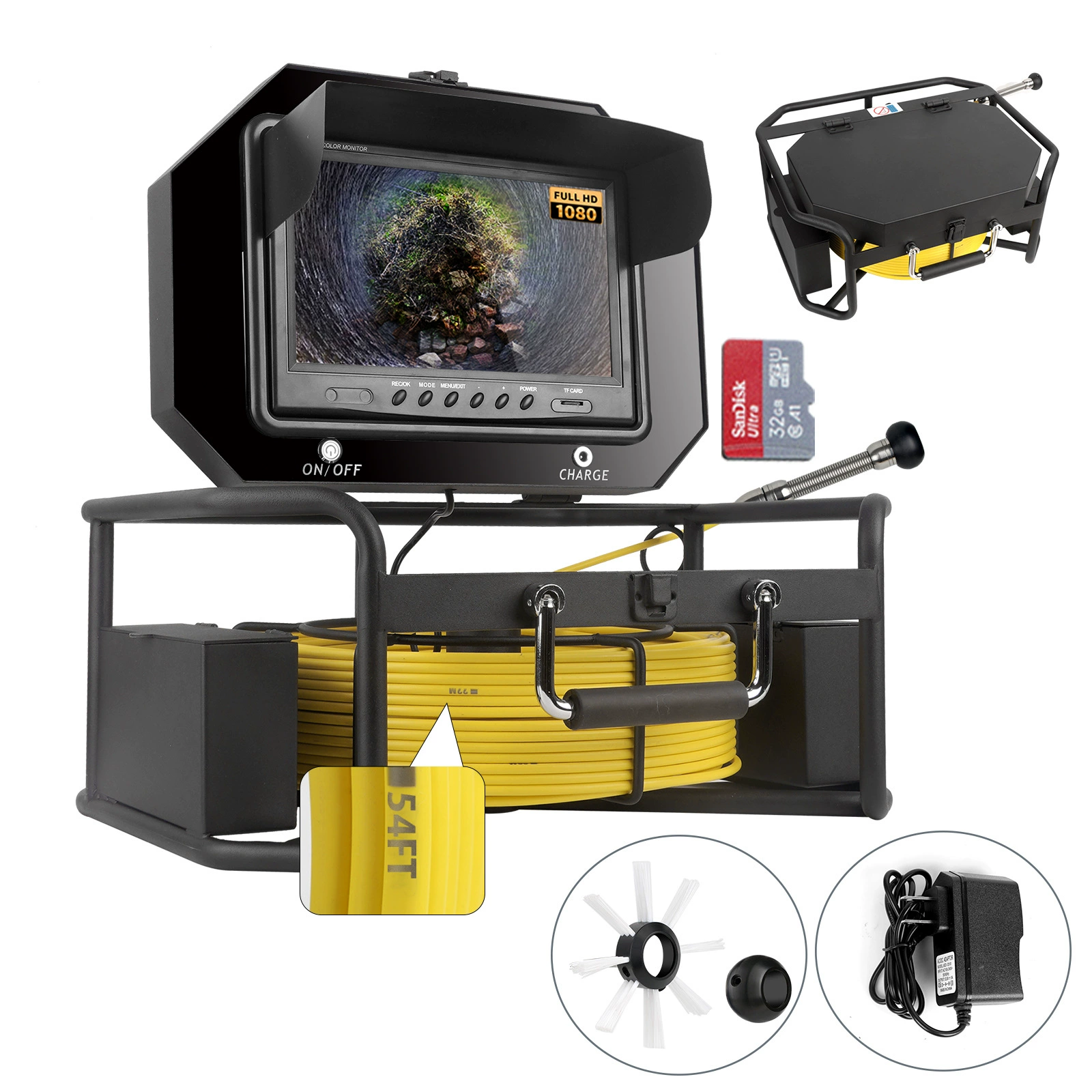 Промышленная камера-эндоскоп для трубопроводов, детектор засоров в канализации, 200W, 30m пикселей, 200 линий