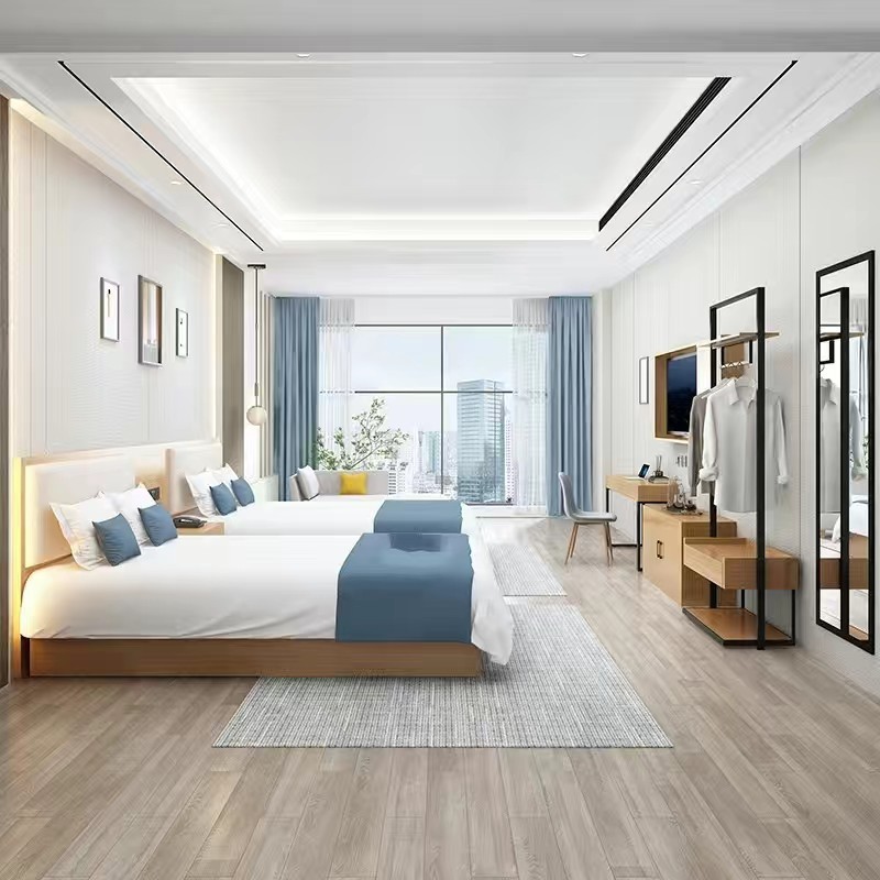 新款酒店家具标间全套可订 宾馆床简约现代客房公寓家具标间民宿-阿里巴巴
