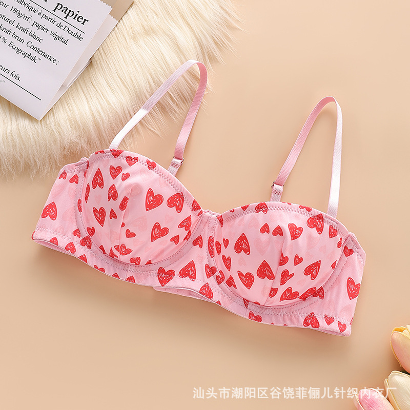 Amazon Cross-Border E-Commerce European and American Sexy Heart-Printed Bra Push-Up Pure Desire Adjustable Women's Underwear Foreign Trade Amazon Cross-Border E-Commerce European and American Sexy Heart-Printed Bra Push-Up Pure Desire Adjustable Women's Underwear Foreign Trade