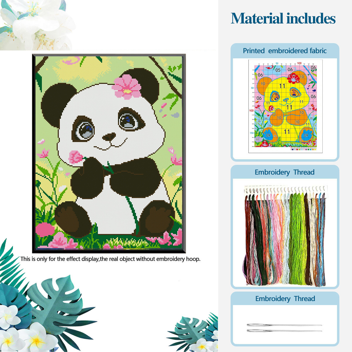 Cross-border Mona Lisa real lindo pequeño panda pequeño simple sala de estar bordado a mano image 3