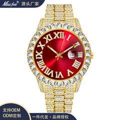 MISSFOX Watch: Luxury Brand Hip-Hop Style Water Ghost Roman Diamond-Set Quartz Watch for Men from Europe and America